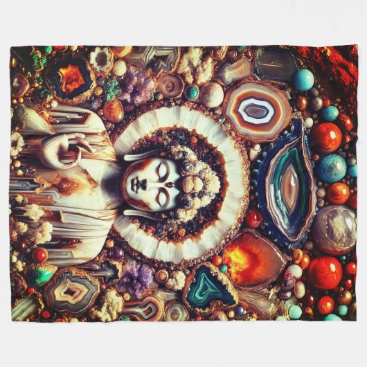 Buddha Geode Wall Fleecedecke (Vorderseite (Horizontal))