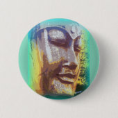 Buddha Gesicht grün Button (Vorderseite)