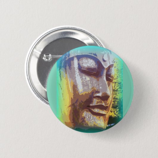 Buddha Gesicht grün Button (Vorne & Hinten)