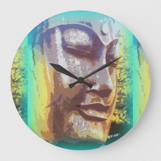 Buddha Gesicht grün Große Wanduhr (Vorderseite)