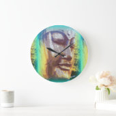 Buddha Gesicht grün Große Wanduhr (Zuhause)