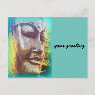 Buddha Gesicht grün Postkarte