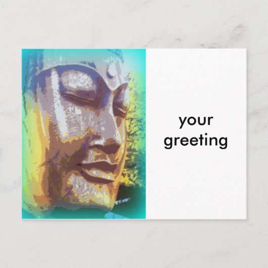 Buddha Gesicht grün Postkarte (Vorderseite)