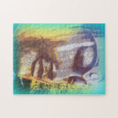 Buddha Gesicht grün Puzzle (Horizontal)