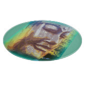 Buddha Gesicht grün Schneidebrett (Ecke)