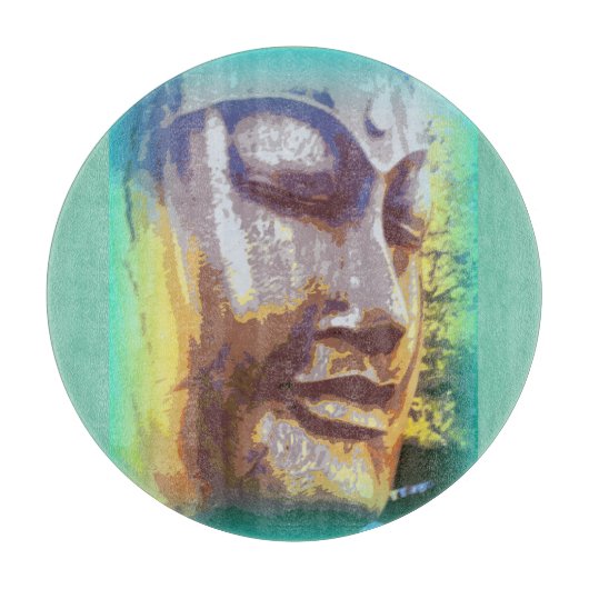 Buddha Gesicht grün Schneidebrett (Vorderseite)