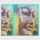 Buddha-Gesicht in Grünnähe Geschenkpapier (Flach)