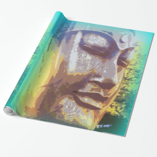 Buddha-Gesicht in Grünnähe Geschenkpapier (Ungerollt)