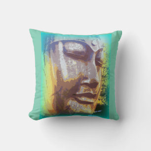 Buddha Gesichtsgrün Kissen