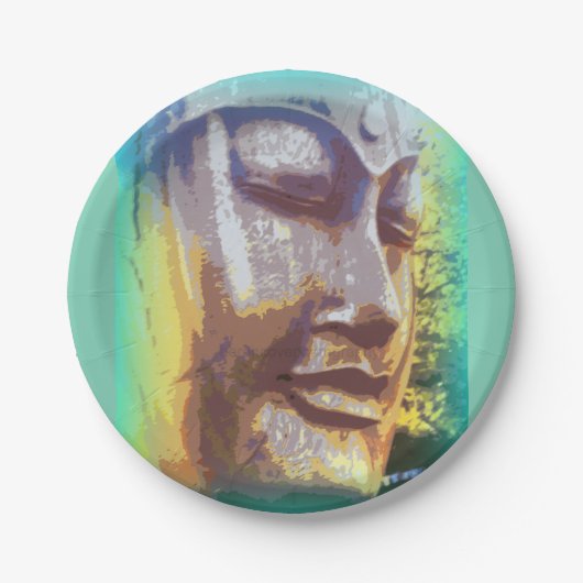 Buddha Gesichtsgrün Pappteller (Vorderseite)