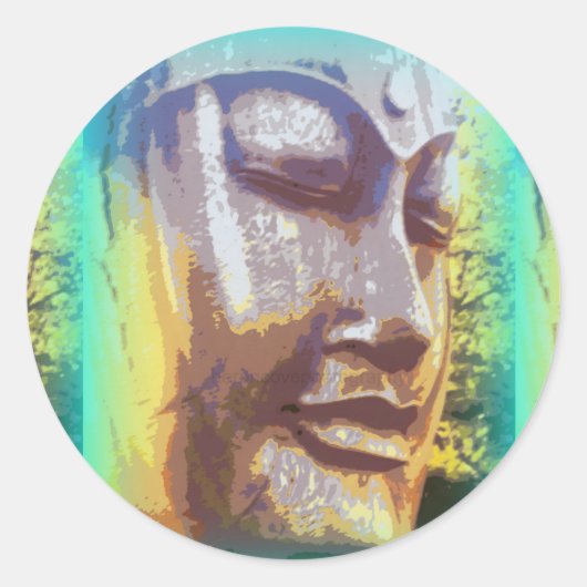 Buddha Gesichtsgrün Runder Aufkleber (Vorderseite)