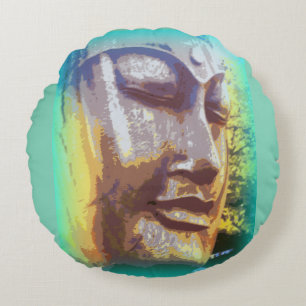 Buddha Gesichtsgrün Rundes Kissen