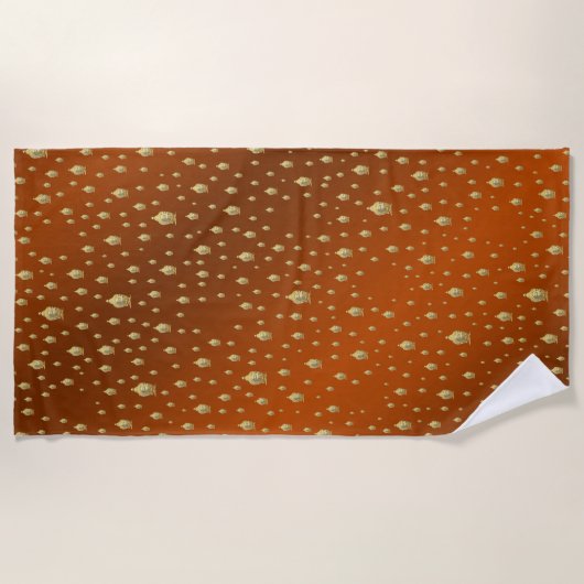 Buddha, golden + buddha, asiatisches Muster, glänz Strandtuch (Vorderseite)