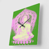 Buddha - Green - Wall Clock Quadratische Wanduhr (Winkel)
