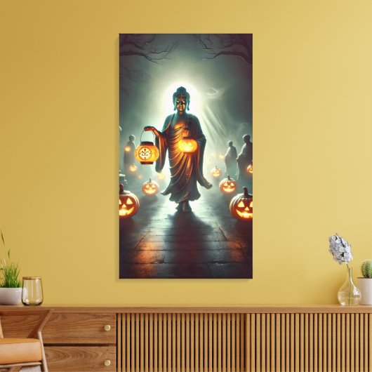 Buddha Guiding Spirits mit Pumpkin Lanterns Leinwanddruck (Insitu (Wohnzimmer))