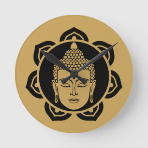 Buddha Head Meditation Runde Wanduhr