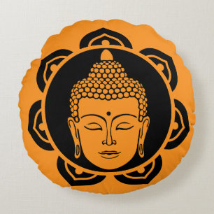 Buddha Head Meditation Rundes Kissen