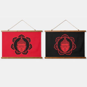 Buddha Head Meditation Wandteppich Mit Holzrahmen