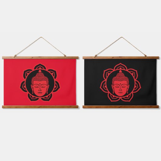 Buddha Head Meditation Wandteppich Mit Holzrahmen (Doppelt)