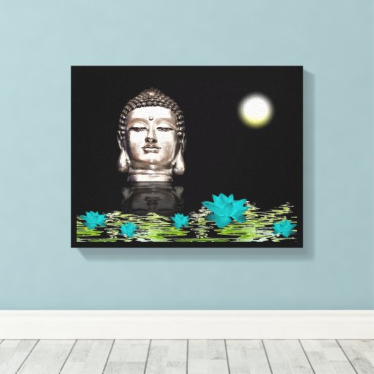 Buddha Head Statue Leinwanddruck (Insitu (Holzboden))