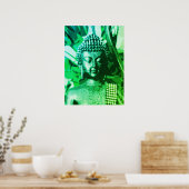 Buddha Helles Grün Ombre Meditation Zen Kunst Poster (Küche)