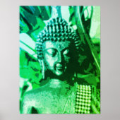 Buddha Helles Grün Ombre Meditation Zen Kunst Poster (Vorne)