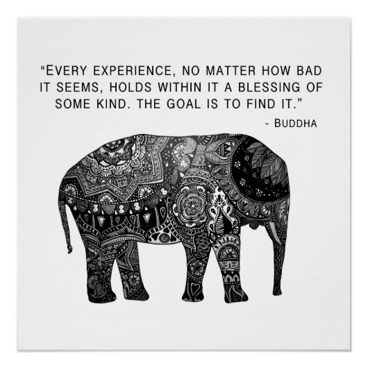 Buddha Henna Elephant Wisdom Poster (Vorderseite)