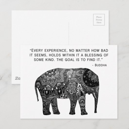 Buddha Henna Wisdom Elephant Postkarte (Vorne/Hinten)