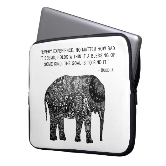 Buddha-Hennastrauch-Elefant-Klugheit Laptopschutzhülle (Vorderseite Links)