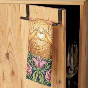 Buddha, Herz des Lichts, Küche, floral, Vintag Geschirrtuch
