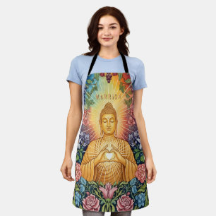 Buddha, Herz des Lichts, Name, Blume, Vintag Schürze