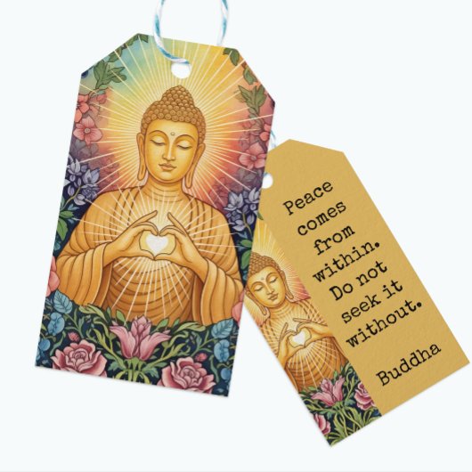 Buddha, Herz des Lichts, Party, Blumen, Vintag Geschenkanhänger
