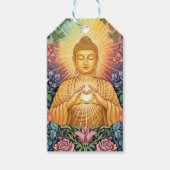 Buddha, Herz des Lichts, Party, Blumen, Vintag Geschenkanhänger (Vorderseite)