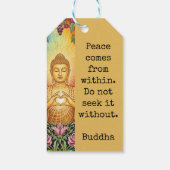 Buddha, Herz des Lichts, Party, Blumen, Vintag Geschenkanhänger (Rückseite)