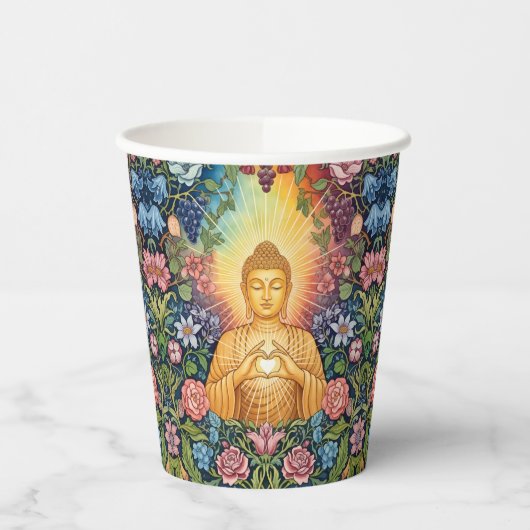 Buddha, Herz des Lichts, Party, Blumen, Vintag Pappbecher (Links)