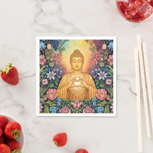 Buddha, Herz des Lichts, Party, Blumen, Vintag Serviette (Beispiel)