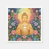 Buddha, Herz des Lichts, Party, Blumen, Vintag Serviette (Vorderseite)