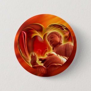 BUDDHA Herz   Feuer rot Button