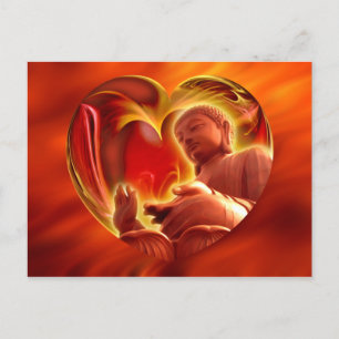 BUDDHA Herz   Feuer rot Postkarte