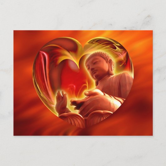 BUDDHA Herz | Feuer rot Postkarte (Vorderseite)