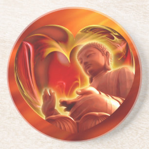 BUDDHA Herz   Feuer rot Untersetzer