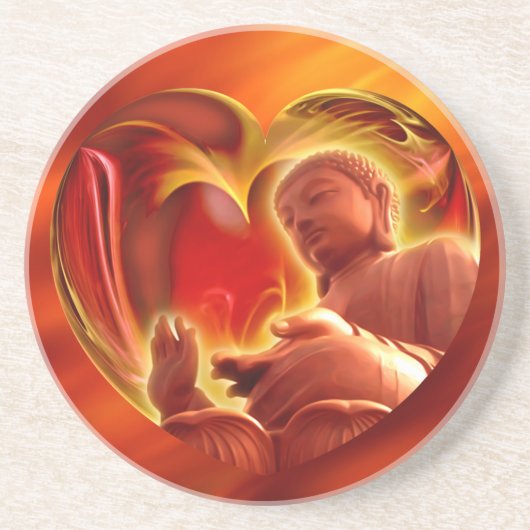BUDDHA Herz | Feuer rot Untersetzer (Vorne)
