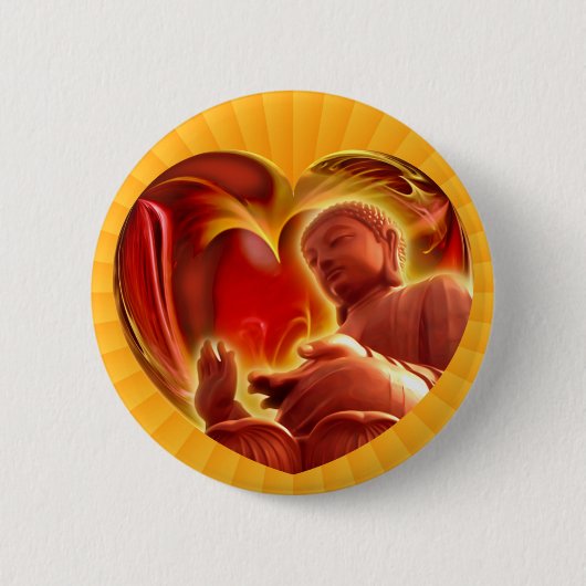 BUDDHA Herz | gelb Button (Vorderseite)