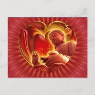 BUDDHA Herz rot Postkarte