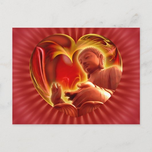 BUDDHA Herz | rot Postkarte (Vorderseite)