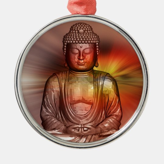 Buddha II Rundes Silberfarbenes Ornament