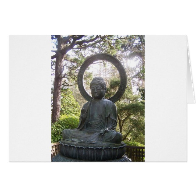 Buddha im japanischen Teegarten (Vorderseite (Horizontal))