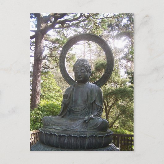 Buddha im japanischen Teegarten Postkarte (Vorderseite)