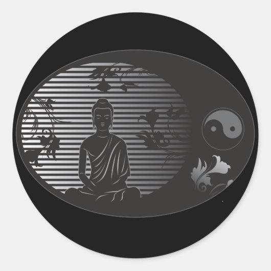 Buddha im Oval Runder Aufkleber (Vorderseite)