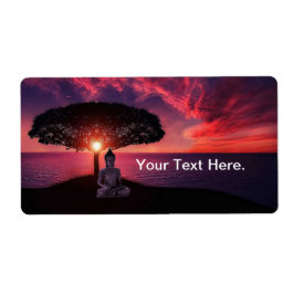 Buddha im Roten Abend Sky